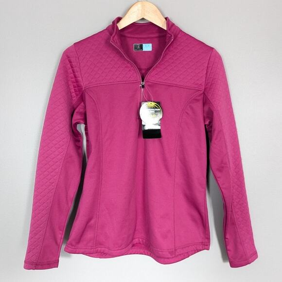 NWT PGA Tour Women's Pink 1/4 Zip Long Sleeve UPF 50 Golf Fleece size Small - Picture 1 of 7